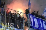 03.02.2017,  Fussball 2.Liga 2016/2017, 19.Spieltag, DSC Arminia Bielefeld - TSV 1860 Mnchen in der Schco-Arena Bielefeld. Lwenfans brennen Pyrotechnik ab.