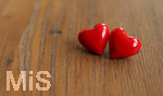 11.02.2017, am 14. Februar ist Valentinstag. Zwei Rote Herzen symbolisieren die Liebe und Verliebtheit.