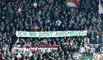 03.03.2017, Fussball 1.Bundesliga 2016/2017, 23.Spieltag, FC Augsburg - RB Leipzig, in der WWK-Arena Augsburg. Protestplakat der FCA-Fans gegen Red Bull: 