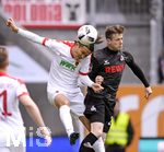 15.04.2017, Fussball 1.Bundesliga 2016/2017, 29.Spieltag, FC Augsburg - 1.FC Kln, in der WWK-Arena Augsburg, v.li Takashi Usami (FC Augsburg) gegen Lukas Klnter (Kln).