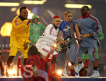 03.06.2017,  Fussball UEFA Champions-League Finale 2017, Juventus Turin - Real Madrid, im National Stadium of Wales in Cardiff. Showprogramm mit dem Auftritt der Band Black Eyed Peas