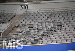 12.07.2017, Fussball 1.Bundesliga 2017/2018,  Pressekonferenz in der Allianz Arena Mnchen, FC Bayern Mnchen stellt den Neuzugang aus Madrid vor, James Rodriguez (FC Bayern Mnchen). Derzeit ist die Arena eine Baustelle, die grauen Sitze werden gerade neu eingebaut. 