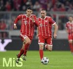 12.09.2017,  Fussball Championsleague 2017/2018, FC Bayern Mnchen - RSC Anderlecht, in der Allianz-Arena Mnchen. v.li: James Rodriguez (FC Bayern Mnchen) und Franck Ribery (FC Bayern Mnchen).
