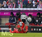 24.02.2018,  Fussball 1.Liga 2017/2018, 24.Spieltag,  FC Bayern Mnchen - Hertha BSC Berlin, in der Allianz Arena Mnchen. Kingsley Coman (Bayern Mnchen) am Boden, Coman verletzt sich kurz vorher schwer am linken Knchel.