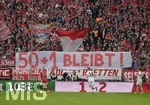 10.03.2018,  Fussball 1.Liga 2017/2018, 26.Spieltag,  FC Bayern Mnchen - Hamburger SV, in der Allianz Arena Mnchen. 50+1 bleibt, Bayernfans Plakat.,