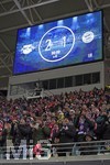 18.03.2018,  Fussball 1.Liga 2017/2018, 27.Spieltag, RB Leipzig - FC Bayern Mnchen, in der Red Bull Arena Leipzig. Endstand 2:1 fr Leipzigt steht auf der Anzeigetafel. 