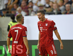 12.08.2018, Fussball 1. Bundesliga 2018/2019, DFL-Supercup 2018, Eintracht Frankfurt - FC Bayern Mnchen , in der Commerzbank-Arena Frankfurt/Main. Torjubel re. Robert Lewandowski (FC Bayern Mnchen), li: Franck Ribery (FC Bayern Mnchen).