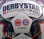 12.08.2018, Fussball 1. Bundesliga 2018/2019, DFL-Supercup 2018, Eintracht Frankfurt - FC Bayern Mnchen , in der Commerzbank-Arena Frankfurt/Main. DFL-Spielball Derbystar mit den Daten des Spieles.