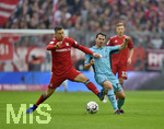 03.11.2018, Fussball 1. Bundesliga 2018/2019, 10. Spieltag,  FC Bayern Mnchen - Freiburg, in der Allianz-Arena Mnchen. v.l. Robert Lewandowski (FC Bayern Mnchen) gegen Nicolas Hfler (Freiburg) 

 
