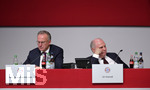 30.11.2018, Fussball 1. Bundesliga 2018/2019,  FC Bayern Mnchen, Jahreshauptversammlung im AUDI-Dome Mnchen, li: Vorstandsvorsitzender Karl-Heinz Rummenigge (FC Bayern Mnchen), re: Prsident Uli Hoeness (FC Bayern).

 
