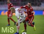 08.12.2018, Fussball 1. Bundesliga 2018/2019, 14. Spieltag,  FC Bayern Mnchen - 1.FC Nrnberg, in der Allianz-Arena Mnchen.  v.li: Simon Rhein (1.FC Nrnberg) gegen Franck Ribery (FC Bayern Mnchen).

 
