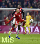 19.12.2018, Fussball 1. Bundesliga 2018/2019, 16. Spieltag,  FC Bayern Mnchen - RB Leipzig, in der Allianz-Arena Mnchen. v.l. Ibrahima Konate (RB Leipzig) gegen Franck Ribery (FC Bayern Mnchen) 
 
