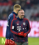 19.12.2018, Fussball 1. Bundesliga 2018/2019, 16. Spieltag,  FC Bayern Mnchen - RB Leipzig, in der Allianz-Arena Mnchen. Aufwrmen, Franck Ribery (FC Bayern Mnchen) lacht.
 
