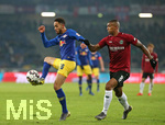 01.02.2019, Fussball 1. Bundesliga 2018/2019, 20. Spieltag, Hannover 96 - RB Leipzig, in der HDI-Arena Hannover. (L-R) Matheus Cunha (RB Leipzig) gegen Walace (Hannover)


