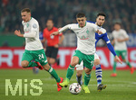 03.04.2019, Fussball DFB Pokal 2018/2019, Viertelfinale, FC Schalke 04 - SV Werder Bremen, in der VELTINS-Arena Gelsenkirchen. (L-R) Johannes Eggestein (Werder Bremen), Milot Rashica (Werder Bremen) gegen Suat Serdar (Schalke)


