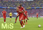 06.04.2019, Fussball 1. Bundesliga 2018/2019, 28. Spieltag, FC Bayern Mnchen - Borussia Dortmund, in der Allianz-Arena Mnchen. v.l. Javi Martinez (FC Bayern Mnchen) und Kingsley Coman (Bayern Mnchen) jubeln.

 
