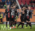 26.04.2019, Fussball 1. Bundesliga 2018/2019, 31. Spieltag, FC Augsburg - Bayer Leverkusen, in der WWK-Arena Augsburg. li: Julian Brandt (Leverkusen) Torjubel.

 
