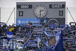 27.04.2019, Fussball 3. Liga 2018/2019, 35. Spieltag,  TSV 1860 Mnchen - Karlsruher SC, im Stadion an der Grnwalderstrasse Mnchen, Lwenfans in der Kurve. 


