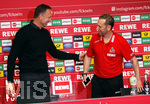 12.05.2019, Fussball 2. Bundesliga 2018/2019, 33. Spieltag, 1.FC Kln - Jahn Regensburg, im Rhein-Energie-Stadion Kln. v.li.n.re.: Trainer Achim Beierlorzer (SSV Jahn Regensburg) und Trainer Andr Pawlak (1. FC Kln).

 
