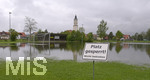 22.05.2019, Hochwasser in Schlingen bei Bad Wrishofen,  Der komplette Sportplatz von Schlingen ist berflutet.