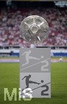 26.07.2019, Fussball 2.Bundesliga 2019/2020, 1.Spieltag, VfB Stuttgart - Hannover 96, in der Mercedes-Benz-Arena Stuttgart, Die Meisterschale der 2.Liga steht auf der Stele bereit. 


