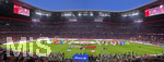 16.08.2019, Fussball 1. Bundesliga 2019/2020, 1.Spieltag, FC Bayern Mnchen - Hertha BSC Berlin, in der Allianzarena Mnchen. Erffnungszeremonie des ersten Bundesliga-Spieltages. Nico Santos (mitte) singt die Nationalhymne.

