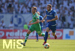 24.08.2019, Fussball 3. Liga 2019/2020, 6. Spieltag, 1. FC Magdeburg  - TSV 1860 Mnchen, in der MDCC-Arena Magdeburg. (L-R) Marius Willsch (1860 Mnchen) gegen Rico Preiinger (1. FC Magdeburg) 


