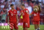31.08.2019, Fussball 1. Bundesliga 2019/2020, 3.Spieltag, FC Bayern Mnchen - 1.FSV Mainz 05, in der Allianzarena Mnchen. v.li: Lucas Hernandez (FC Bayern Mnchen) mit Thomas Mller (FC Bayern Mnchen).

