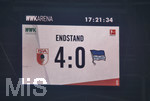 24.11.2019, Fussball 1. Bundesliga 2019/2020, 12.Spieltag, FC Augsburg - Hertha BSC Berlin, in der WWK-Arena Augsburg. Endstand 4:0 steht auf der Anzeigetafel.


