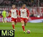 05.03.2024,  Fussball UEFA Championsleague 2023/2024: Achtelfinale,  FC Bayern Mnchen - Lazio Rom, in der Allianz-Arena Mnchen. v.li: Joshua Kimmich (FC Bayern Mnchen) und Leroy Sane (Bayern Mnchen) 


