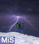 25.03.2024 , Ein Skilift in Grasgehren im Allgu,  Schneekanone im Gewitter (Bildmontage)
