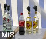 05.05.2024,  Bezirksmusikfest Rammingen 2024, Getrnkeauswahl an der Bar, Coca Cola mit Bacardi Rum und Havana Club Rum.