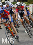Rad, Radrennen, Damen, Durach,   Lisa BRENNAUER (rechts, Rot/Weis/Blaues Trikot, weisser Helm)  Siegerin beim Radrennen der Elite Frauen / Juniorinnen  09.06.07 in Durach.