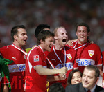 Fussball 1.Bundesliga 2006/07:  34. Spieltag,  VfB Stuttgart - FC Energie Cottbus  19.05.2007, Meisterschaftsfeier der  Stuttgarter Spieler. v.l.n.r. Markus BABBEL, Benjamin LAUTH, Ludovic MAGNIN und Marco STRELLER.  