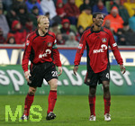 Fussball 1.Bundesliga 2006/07:  Spieltag 24, Bayer 04 Leverkusen - VfB Stuttgart, 03.03.07,  Carsten RAMELOW (li, Leverkusen) ist wütend. JUAN (re, Leverkusen) ist nachdenklich.   