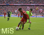 04.05.2019, Fussball 1. Bundesliga 2018/2019, 32. Spieltag, FC Bayern Mnchen - Hannoiver 96, in der Allianz Arena Mnchen. Genki Haraguchi (Hannover 96) gegen Kingsley Coman (li, Bayern Mnchen).

 
