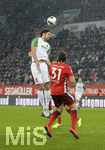 17.12.2019, Fussball 1. Bundesliga 2019/2020, 16.Spieltag, FC Augsburg - Fortuna Dsseldorf, in der WWK-Arena Augsburg, li: Rani Khedira (FC Augsburg) Kopfball. re: Marcel Sobottka (Dsseldorf).


