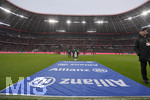 21.12.2019, Fussball 1. Bundesliga 2019/2020, 17.Spieltag, FC Bayern Mnchen - VfL Wolfsburg, in der Allianz-Arena Mnchen.  Allianz-Teppich vor dem Spiel auf dem Rasen.


