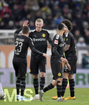 18.01.2020, Fussball 1. Bundesliga 2019/2020, 18. Spieltag, FC Augsburg - Borussia Dortmund, in der WWK-Arena Augsburg. Torjubel v.li: Thorgan Hazard (Dortmund), Erling Haaland (Dortmund).

