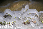24.02.2020, Kurpark Bad Wrishofen, Der seit Tagen herrschende Ostwind hat aus dem Wasser vom Springbrunnen faszinierende Eis-Skulpturen an einem Baum gebildet. 