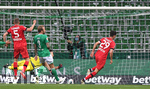 Jubel nach dem 1:2: Torschuetze Kai Havertz (Leverkusen) .

Sport: Fussball: 1. Bundesliga: Saison 19/20: 26. Spieltag: SV Werder Bremen - Bayer 04 Leverkusen, 18.05.2020

Foto: Marvin Ibo Gngr/GES/POOL

