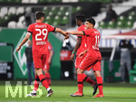 Jubel 1:3: Kai Havertz (Leverkusen), Nadiem Amiri (Leverkusen).

Sport: Fussball: 1. Bundesliga: Saison 19/20: 26. Spieltag: SV Werder Bremen - Bayer 04 Leverkusen, 18.05.2020

Foto: Marvin Ibo Gngr/GES/POOL

