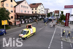 21.07.2020, Eurofighter-Transport durch Kaufbeuren, Ziel ist Manching bei Ingolstadt. Der Eurofighter diente elf Jahre lang dem Ausbildungszentrum der Luftwaffe in Kaufbeuren als Schulungsobjekt und wird nun vom Hersteller Airbus wieder flugtauglich gemacht. ber die B12 von Kaufbeuren geht es in Richtung Kempten und dort ber die A7, A8 und A9 nach Manching zur Aufbereitung.