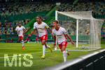 13.08.2020, Viertelfinale, Championsleague Finalturnier 2019/2020, Lissabon, RB LEIPZIG - ATLETICO MADRID im Estadio Jos Alvalade. Torjubel: Dani Olmo (RBL), Yussuf Poulsen (RBL)

Photographer: Peter Schatz / Pool /Via MiS

 - UEFA REGULATIONS PROHIBIT ANY USE OF PHOTOGRAPHS as IMAGE SEQUENCES and/or QUASI-VIDEO - 
National and international News-Agencies OUT
Editorial Use ONLY