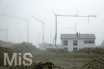 14.09.2020,  Baustelle fr eine Wohnanlage in einem Wohngebiet in Mindelheim im Morgennebel.