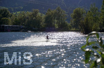 12.09.2020, Immenstadt im Allgu,  am Inselsee fahren die Wakeboarder am Schlepplift ber den See.