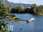 12.09.2020, Immenstadt im Allgu,  am Inselsee fahren die Wakeboarder am Schlepplift ber den See. 