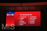 18.09.2020, Fussball 1. Bundesliga 2020/2021, 01. Spieltag, FC Bayern Mnchen - FC Schalke 04, in der Allianz-Arena Mnchen.    Aufstellung der Schalker auf der Anzeigetafel. Und der Endstand von 8:0


