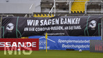 26.09.2020, Fussball 3. Liga 2020/2021, 2. Spieltag, TSV 1860 Mnchen - 1.FC Magdeburg, im Grnwalder Stadion Mnchen, Ein Banner hngt im Stadion. Wir sagen Danke! An die Corona Helden, an die Fans.


