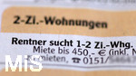 17.10.2020,  Zeitungsanzeige Immobilien in der Augsburger Allgemeine,  Rentner sucht 2-Zimmer-Wohnung
